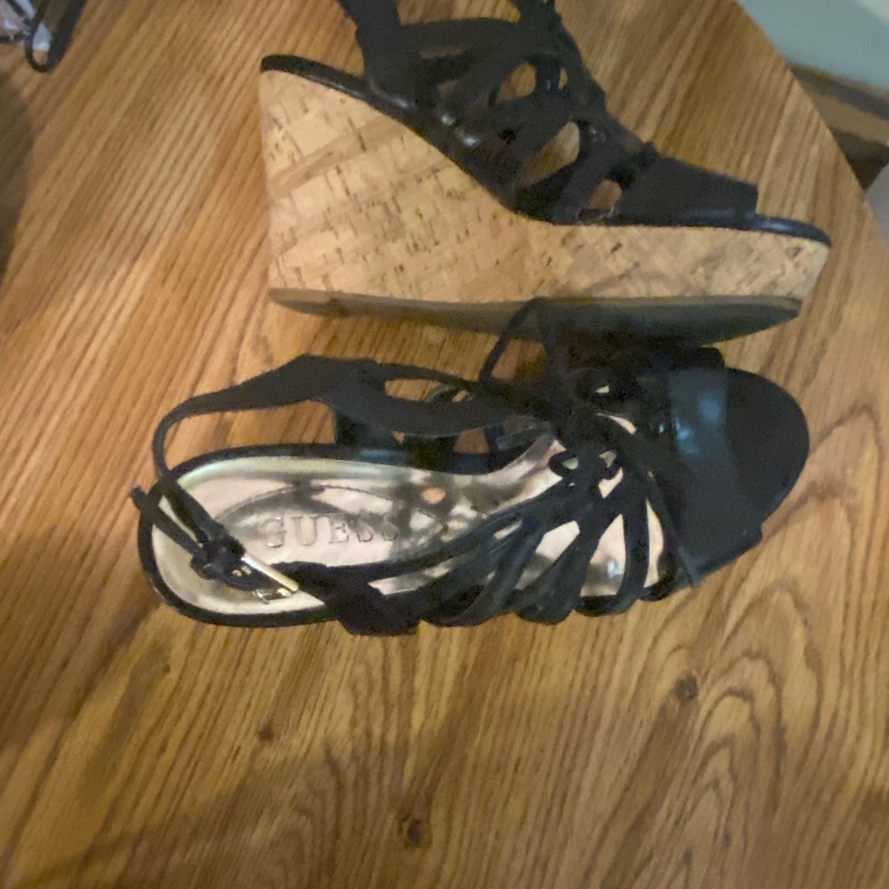 GUESS Black Wedge Sandals